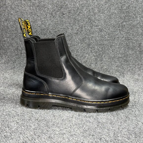 Dr. Martens Embury Chelsea Boots Men's 10 Black Leather Classic Pull On Shoes